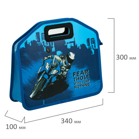 Папка-сумка ЮНЛАНДИЯ, 1 отделение, фетровые ручки, 34х30х11 см, "Best bike", 271000 - Папки-сумки с ручками