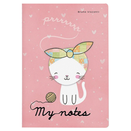 Блокнот МАЛЫЙ ФОРМАТ (106х148 мм) А6, 32 л., сшивка, клетка, BRUNO VISCONTI, Soft Touch, кремовый блок 70 г/м2, "КОТЕНОК", 7-32-001/04