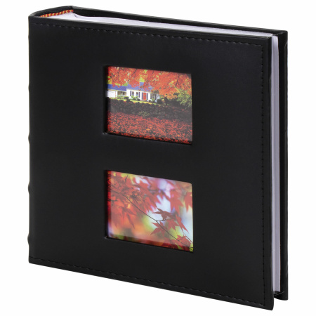 Фотоальбом BRAUBERG "Autumn" на 200 фото 10х15 см, под кожу, бумажные страницы, бокс, черный, 391191 - Фотоальбомы