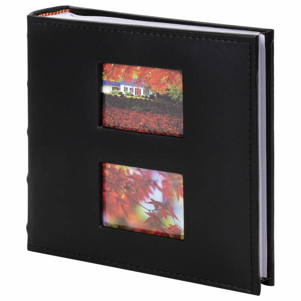 Фотоальбом BRAUBERG "Autumn" на 200 фото 10х15 см, под кожу, бумажные страницы, бокс, черный, 391191 - Фотоальбомы