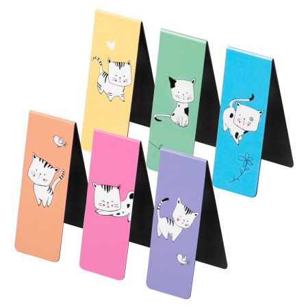 Закладки для книг МАГНИТНЫЕ, "CATS", набор 6 шт., 60x20 мм, BRAUBERG, 113159 - Закладки для книг