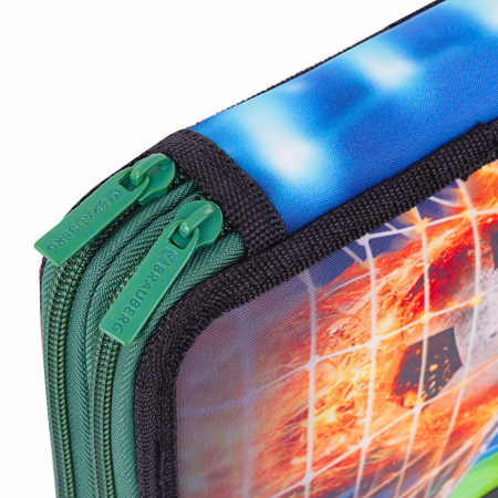 Пенал BRAUBERG, 2 отделения, полиэстер, 21х14 см, "Fire football", 270322 - Пеналы каркасные