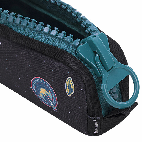 Пенал BRAUBERG с объемной "тракторной" молнией, 1 отделение, ткань, 22х8х6,5 см, "Space mission", 271567 - Пеналы мягкие