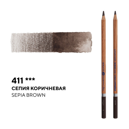 Карандаш профессиональный акварельный сепия коричневая №411 Белые ночи