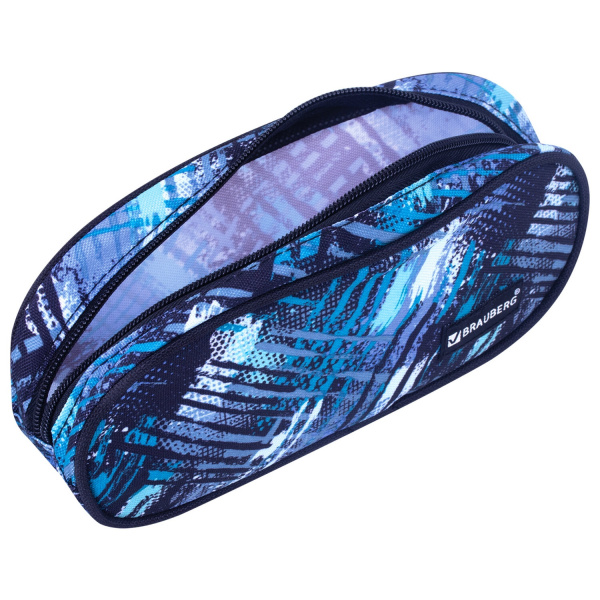 Пенал-косметичка BRAUBERG овальный, полиэстер, "Lines", 22х9х5 см, 229273 - Пеналы мягкие