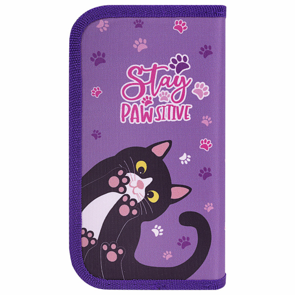 Пенал ЮНЛАНДИЯ, 2 отделения, полиэстер, 19х11 см, "Stay Positive", 271539 - Пеналы каркасные