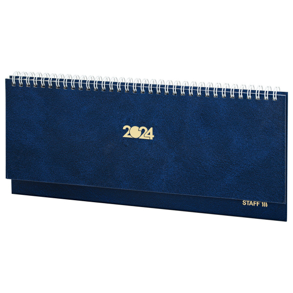 Планинг датированный 2024 300х130 мм, STAFF, гребень, обложка бумвинил, 64 л., синий, 115147 - Планинги