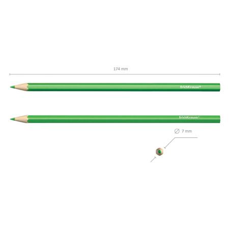 Карандаши цветные ERICH KRAUSE 12 цветов, шестигранные, заточенные, европодвес, 49882 - Карандаши цветные