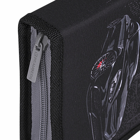 Пенал BRAUBERG, 1 отделение, 1 откидная планка, полиэстер, 21х14 см, "Night Car", 271522 - Пеналы каркасные