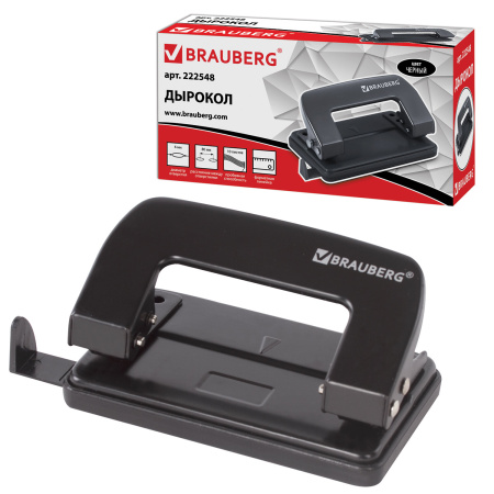 Дырокол металлический BRAUBERG "Classic", до 10 листов, черный, 222548 - Дыроколы настольные