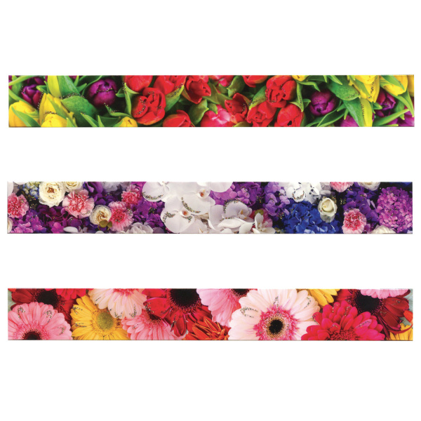 Закладки для книг с магнитом ЦВЕТЫ, набор 6 шт., блестки, 25x196 мм, ЮНЛАНДИЯ, 129618 - Закладки для книг