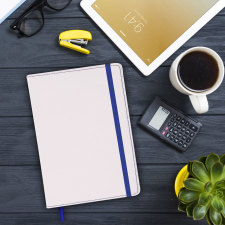 Блокнот А5 (148x218 мм), BRAUBERG "Office", под кожу, 80 л., резинка, клетка, белый, 111029 - Бизнес-блокноты и бизнес-тетради