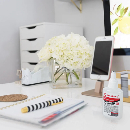 Клей-роллер канцелярский BRAUBERG (для бумаги, картона), 65 г, 226757 - Клей канцелярский