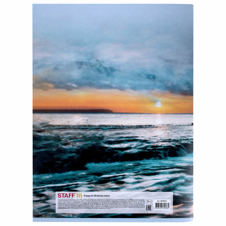 Тетрадь А4, 80 л., STAFF "Basic", скоба, клетка, офсет №2 ЭКОНОМ, обложка картон, "Ocean", 404044 - Тетради формата А4