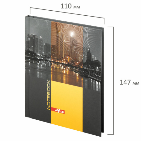 Блокнот МАЛЫЙ ФОРМАТ 110х147 мм А6, 80 л., ламинированная обложка, выборочный лак, клетка, BRAUBERG, "Ночной город", 123246 - Блокноты в книжном переплете