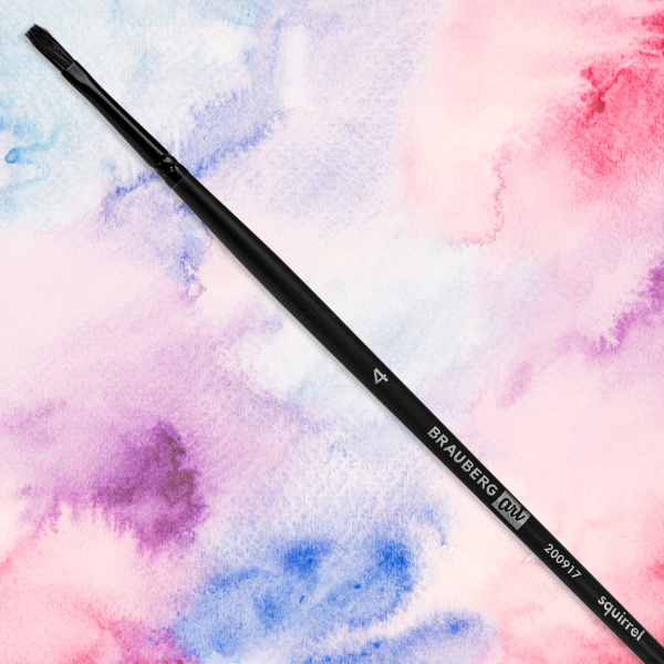 Кисть художественная проф. BRAUBERG ART CLASSIC, белка, плоская, № 4, длинная ручка, 200917 - Кисти художественные из натурального волоса