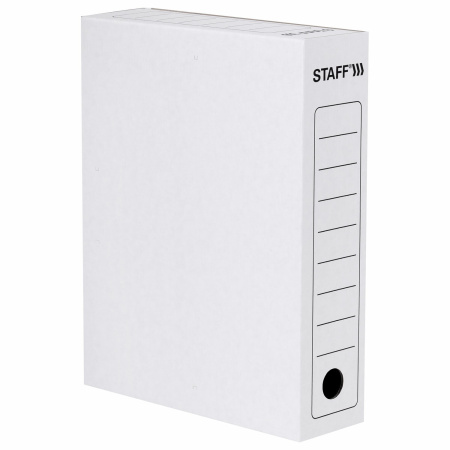 Папка архивная с завязками А4 (325х250 мм), 75 мм, до 700 листов, микрогофрокартон, БЕЛАЯ, STAFF, 128869 - Накопители документов