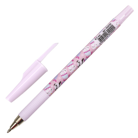 Ручка шариковая ЮНЛАНДИЯ "PURRMAID", синяя, SOFT TOUCH покрытие, узел 0,7 мм, линия письма 0,35 мм, 143731 - Ручки шариковые неавтоматические