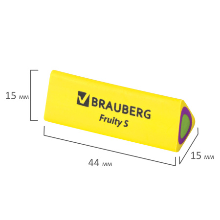 Ластик BRAUBERG "Fruity S", 44х15х15 мм, цвет ассорти, треугольный, 1 шт, 228713 - Ластики классические