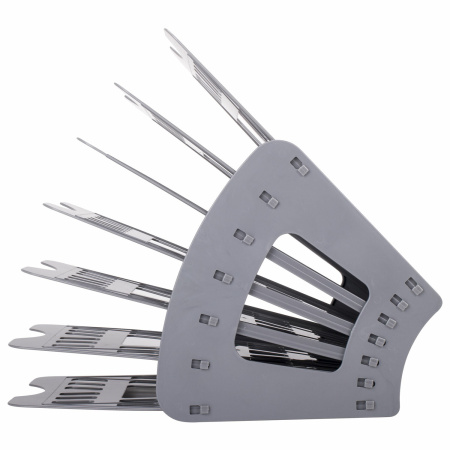 Лоток для бумаг веерный BRAUBERG "Basic" 7-ми секционный, 6 отделений, сетчатый, серый, 237020 - Лотки и подставки секционные