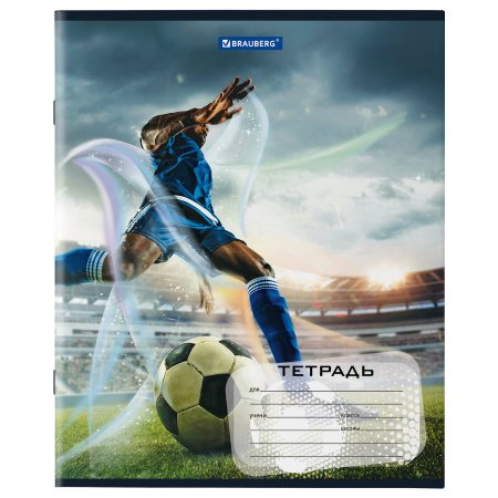 Тетрадь 12 л. BRAUBERG, клетка, обложка картон, "ФУТБОЛ", 106467 - Тетради 12-24 листов