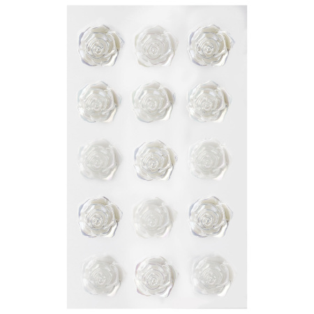 Стразы самоклеящиеся "Розы", белые, 18 мм, 15 шт., на подложке, ОСТРОВ СОКРОВИЩ, 661580 - Стразы для творчества