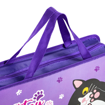 Папка на молнии с ручками ЮНЛАНДИЯ А4, 1 отделение, пластик, ширина 80 мм, "Stay Positive", 271460 - Папки-сумки с ручками