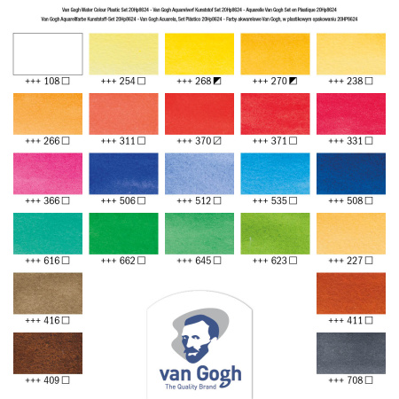 Набор красок акварельных VAN GOGH 24 кюветы пластиковая упаковка - Акварель художественная в наборах