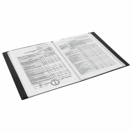 Папка 80 вкладышей BRAUBERG "Office", черная, 0,8 мм, 271331 - Папки с вкладышами (файлами)