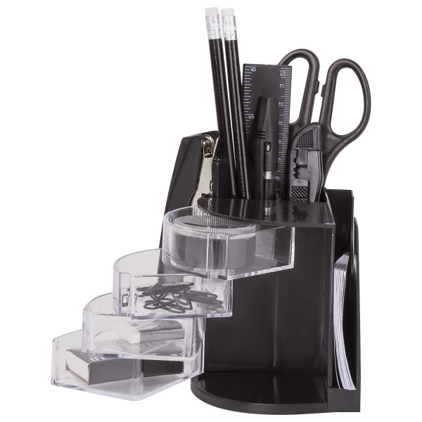 Канцелярский набор STAFF "Веер", 13 предметов, в форме веера, невращающаяся конструкция, 230744 - Наборы офисные пластиковые с наполнением