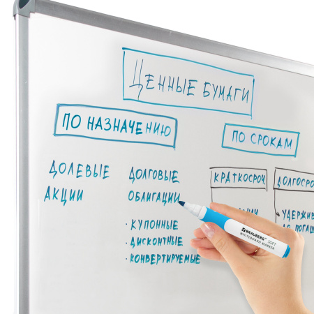 Маркер стираемый для белой доски СВЕТЛО-ГОЛУБОЙ, BRAUBERG "SOFT", 5 мм, резиновая вставка, 152111 - Маркеры для досок