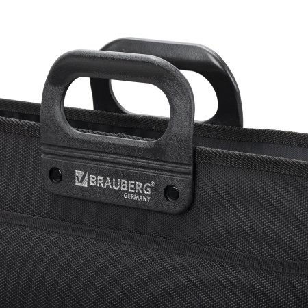 Папка-портфель пластиковая БОЛЬШОГО ФОРМАТА BRAUBERG "ПОРТФОЛИО" А3 (470х380х130 мм), 3 отделения, черная, 223081 - Портфели пластиковые