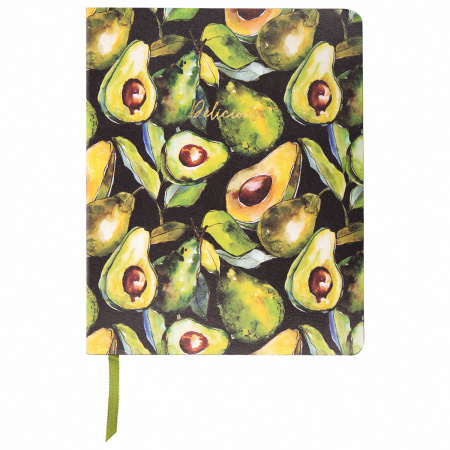 Тетрадь А5 (168х208 мм), 80 л., сшивка, клетка, под кожу, бумага 70 г/м2, фольга, BRAUBERG VISTA, "Avocado", 403919 - Тетради более 60 листов