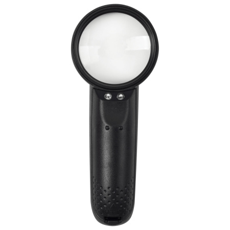 Лупа просмотровая BRAUBERG, С ПОДСВЕТКОЙ, диаметр 50 мм, увеличение 5, корпус черный, 454128 - Лупы