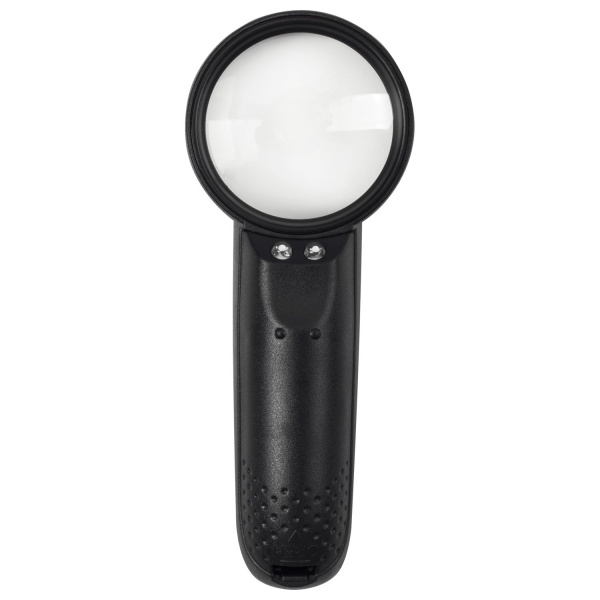Лупа просмотровая BRAUBERG, С ПОДСВЕТКОЙ, диаметр 50 мм, увеличение 5, корпус черный, 454128 - Лупы