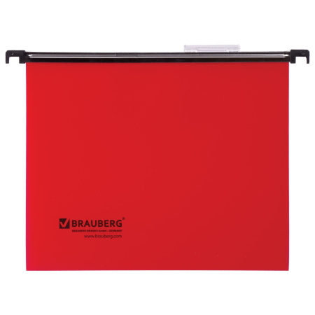 Подвесные папки А4 (350х245 мм), до 80 листов, КОМПЛЕКТ 5 шт., пластик, красные, BRAUBERG (Италия), 231800 - Подвесные папки А4