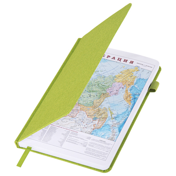 Ежедневник недатированный А5 138x213 мм BRAUBERG "Finest" под кожу, резинка, 136 л., зеленый, 111868 - Ежедневники с покрытием "под кожу и ткань"