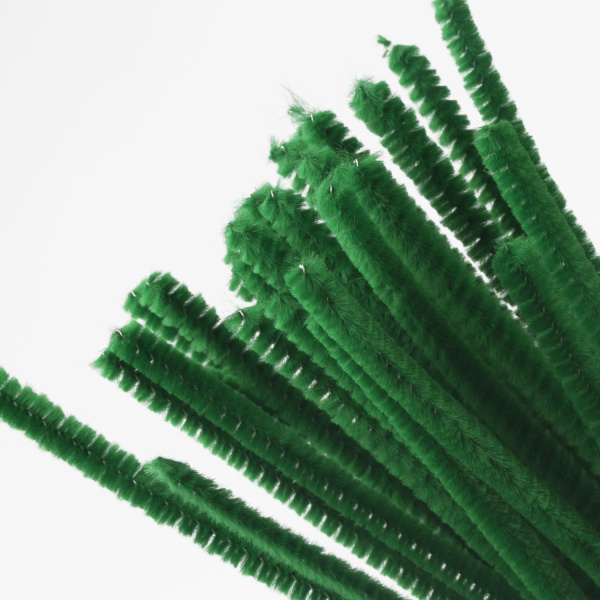 Проволока синельная для творчества "Пушистая", зеленая, 30 шт., 0,6х30 см, ОСТРОВ СОКРОВИЩ, 661535 - Проволока синельная (пушистая)