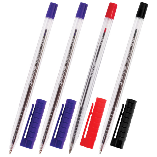 Ручки шариковые BRAUBERG, НАБОР 4 шт., АССОРТИ, "Flash", узел 0,7 мм, линия письма 0,35 мм, 141035 - Ручки шариковые неавтоматические