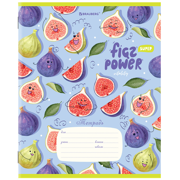 Тетрадь 12 л. BRAUBERG, клетка, обложка картон, "ФРУКТЫ", 106459 - Тетради 12-24 листов