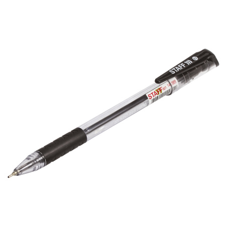 Ручка шариковая масляная с грипом STAFF "OBP-280", ЧЕРНАЯ, игольчатый узел 0,7 мм, линия письма 0,35 мм, 142989 - Ручки шариковые неавтоматические