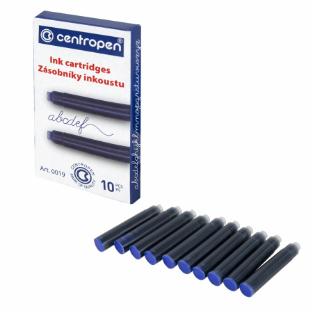 Картриджи чернильные СИНИЕ CENTROPEN, КОМПЛЕКТ 10 шт., 1 0019 1002 - Картриджи чернильные и чернила для письма и черчения