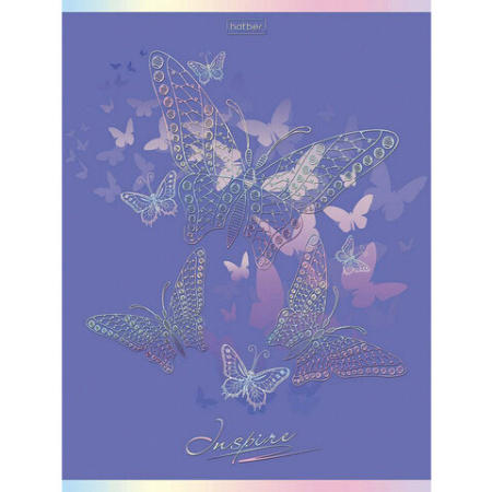 Тетрадь А5, 48 л., HATBER, скоба, клетка, матовая ламинация, 3D, "Вдохновение", 1 шт,  48Т5лофВ1 - Тетради 40-48 листов