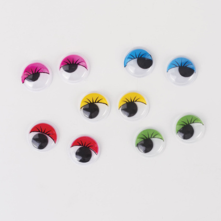 Глазки для творчества, вращающиеся, с ресницами, 18 мм, 20 шт., цветные, ОСТРОВ СОКРОВИЩ, 661320 - Глазки для творчества