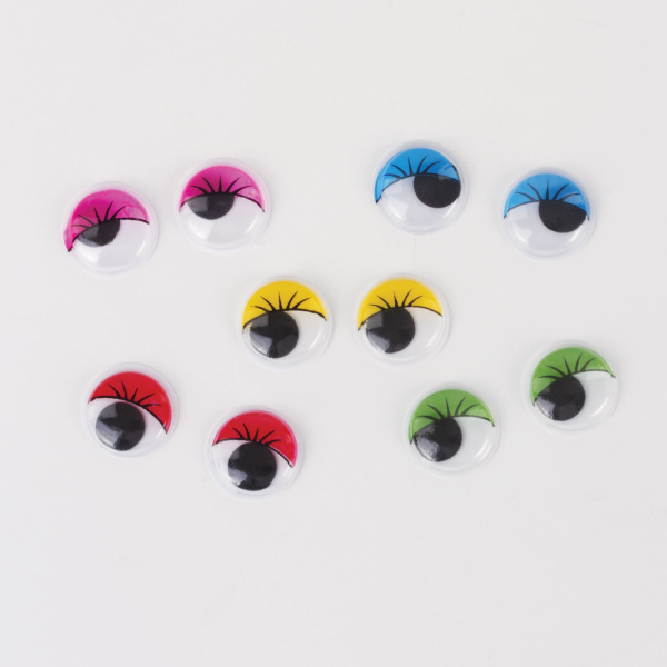 Глазки для творчества, вращающиеся, с ресницами, 18 мм, 20 шт., цветные, ОСТРОВ СОКРОВИЩ, 661320 - Глазки для творчества