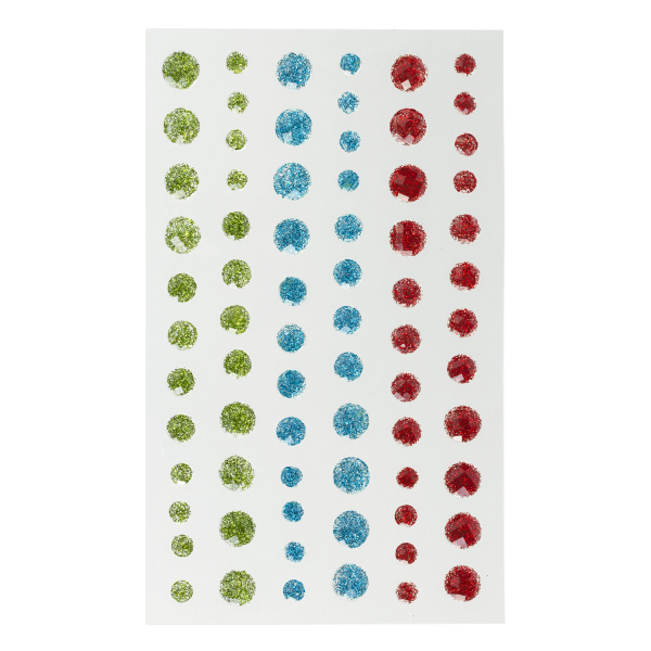 Стразы самоклеящиеся КРУГЛЫЕ, 5-10 мм, 72 штуки, блестящие, на подложке, ОСТРОВ СОКРОВИЩ, 662238 - Стразы для творчества