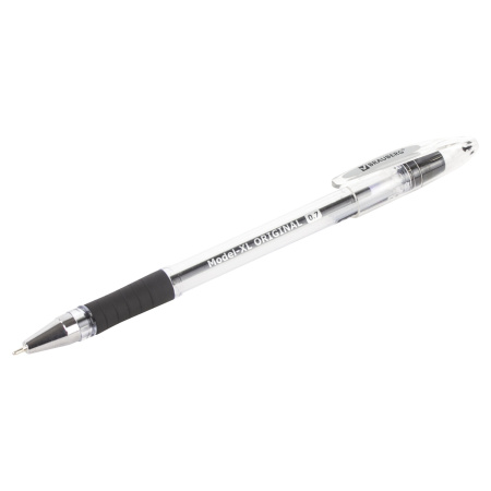 Ручка шариковая масляная с грипом BRAUBERG "Model-XL" ORIGINAL, ЧЕРНАЯ, узел 0,7 мм, линия письма 0,35 мм, 143243 - Ручки шариковые неавтоматические