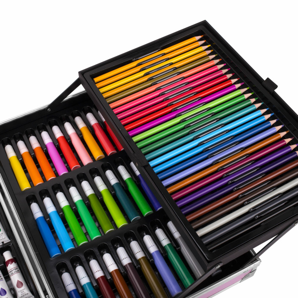 Набор ЮНОГО ХУДОЖНИКА "ЕДИНОРОГ" для рисования и творчества в кейсе ЮНЛАНДИЯ, 165 предметов, 665670 - Наборы для начинающих художников