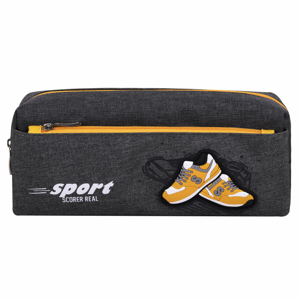 Пенал мягкий ЮНЛАНДИЯ, 2 отделения, полиэстер, "Sport scorer", серый, 20х9х6 см, 271575 - Пеналы мягкие