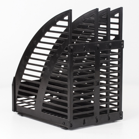 Лоток вертикальный для бумаг STAFF, 245х165х285 мм, 3 отделения, сетчатый, сборный, черный, 237293 - Лотки вертикальные (стойки-уголки)